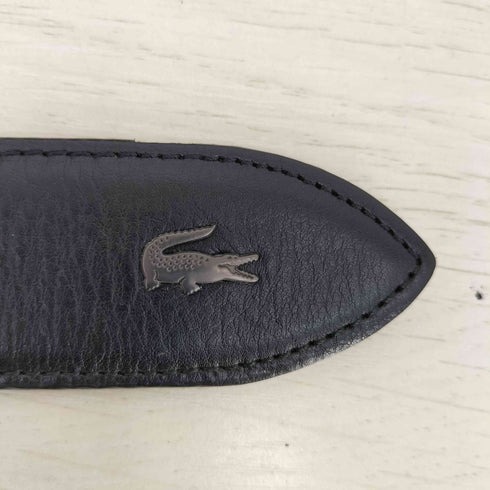 ラコステ LACOSTE スムース クロコ型 リバーシブルベルト ロゴプレート クロコダイルタッチ レザー ベルト バックル メンズ