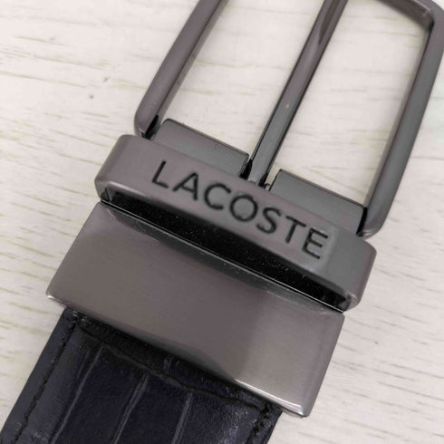 ラコステ LACOSTE スムース クロコ型 リバーシブルベルト ロゴプレート クロコダイルタッチ レザー ベルト バックル メンズ