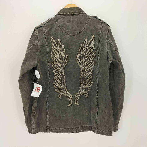 ニコルクラブフォーメン NICOLE CLUB FOR MEN エポレット 裏地デジタルカモ 背面羽刺繍 デニム ジャケット メンズ JPN:48