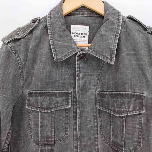 ニコルクラブフォーメン NICOLE CLUB FOR MEN エポレット 裏地デジタルカモ 背面羽刺繍 デニム ジャケット メンズ JPN:48