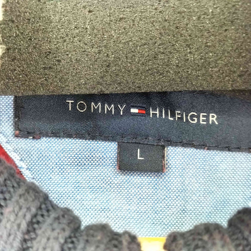 トミーヒルフィガー TOMMY HILFIGER ワンポイントロゴ刺繍 ハーフジップニット メンズ import:L