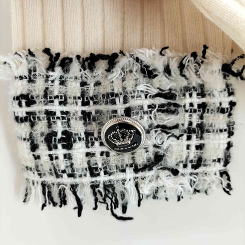 ドルチェアンドガッバーナ DOLCE&GABBANA ツイードトリム タートルネックニット レディース EUR:42