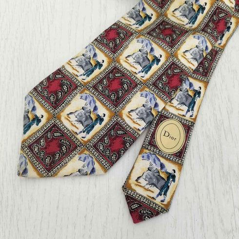 クリスチャンディオール Christian Dior MONSIEUR フランス製 総柄 シルクネクタイ メンズ