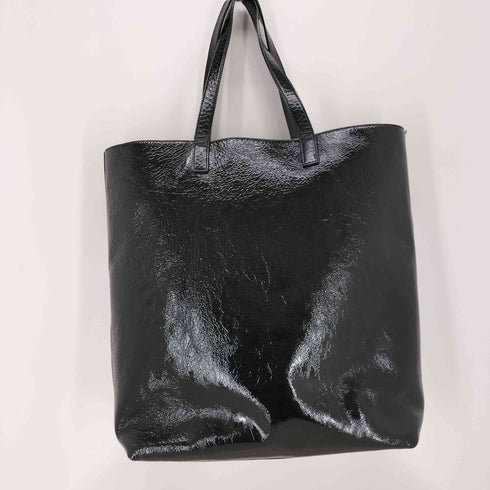 サンローランパリ SAINT LAURENT PARIS Black Patent Leather Tote Bag メンズ