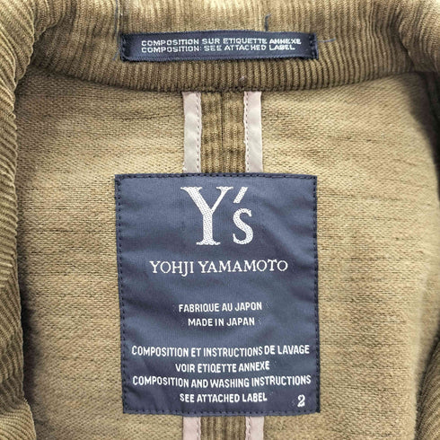 ワイズ Ys コーデュロイ チェスターコート 袖口裏地レザー レディース 2