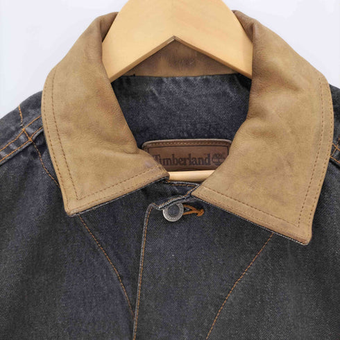 ティンバーランド Timberland 襟レザー ブラックデニムジャケット メンズ JPN:S