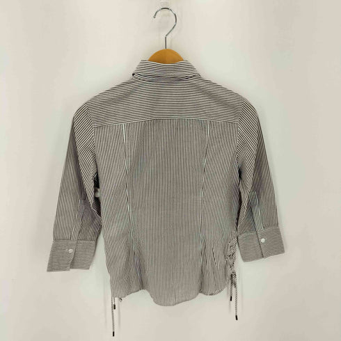 バーバリーロンドン BURBERRY LONDON ストライプ コットン混ポリ 裾レースアップ L/S シャツ レディース 40
