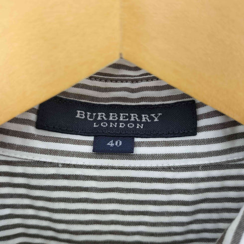 バーバリーロンドン BURBERRY LONDON ストライプ コットン混ポリ 裾レースアップ L/S シャツ レディース 40