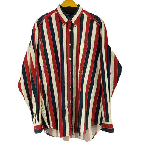 トミーヒルフィガー TOMMY HILFIGER 90s バーバーストライプ ボタンダウンシャツ メンズ JPN:L