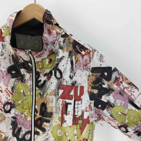 裏地メッシュ ペイント 総柄 ジップアップ ジャケット メンズ