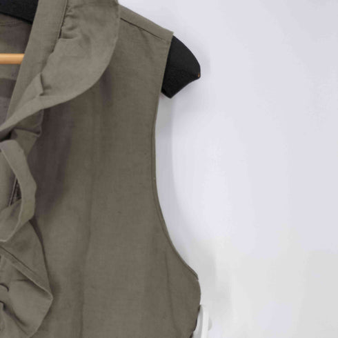 ザラ ZARA リネン混フリルカラーノースリーブワンピース レディース JPN:L