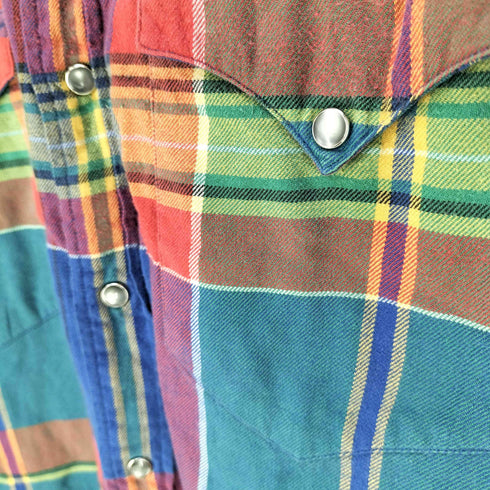 ポロカントリーラルフローレン POLO COUNTRY RALPH LAUREN マルチカラー チェック ウエスタンシャツ メンズ import:M
