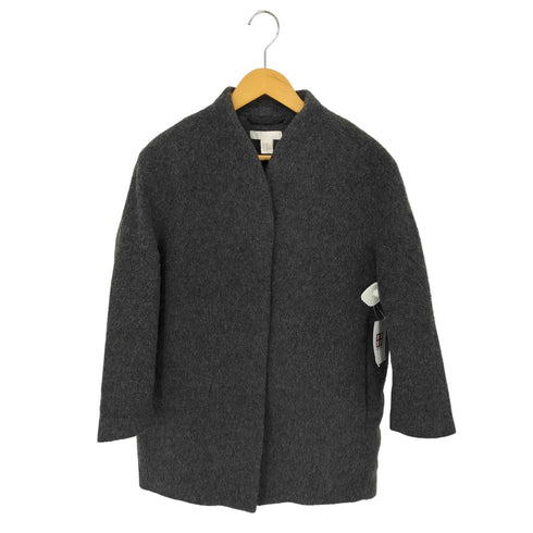 エイチアンドエム H&M MANTECO モヘア混 ウールノーカラーコート レディース