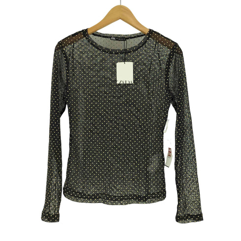 ザラ ZARA スタッズ シースルー トップ レディース import:M