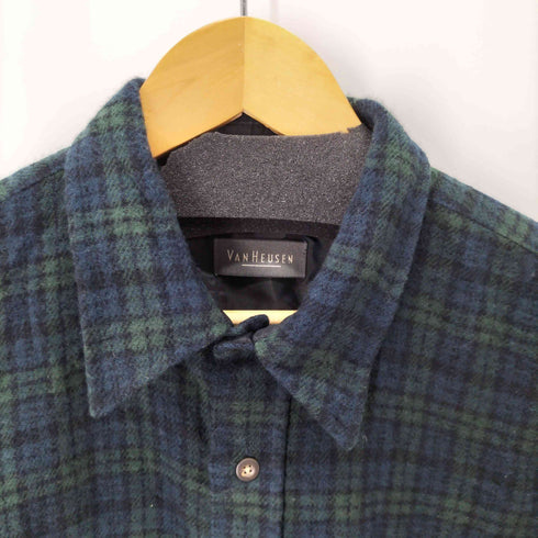 ヴァンヒューゼン VAN HEUSEN 90-2000S 2ポケットチェックウールシャツ 好配色 メンズ JPN:L