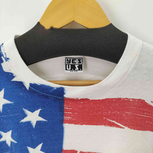 YES U.S. 90S USA国旗プリントTEE 両面プリント 星条旗 シングルステッチ メンズ ONE SIZE