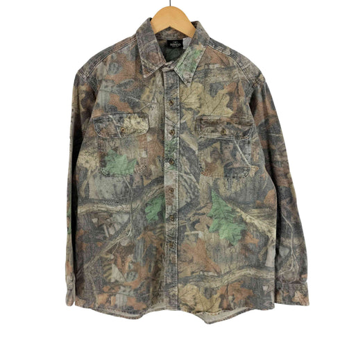 RED HEAD 90S USA製 ヘビーフランネルロングスリーブシャツ 長袖シャツ リアルツリー 総柄 シャモア メンズ LARGE REG