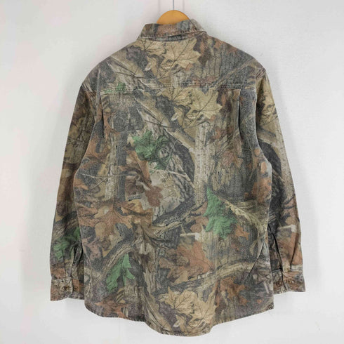 RED HEAD 90S USA製 ヘビーフランネルロングスリーブシャツ 長袖シャツ リアルツリー 総柄 シャモア メンズ LARGE REG