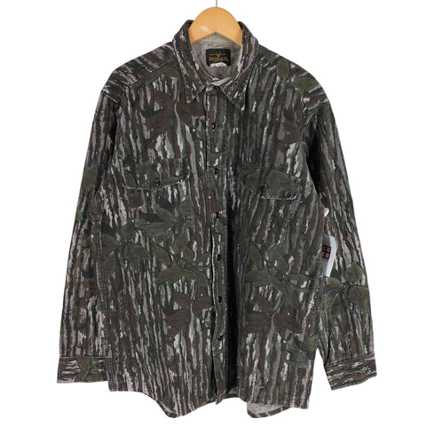 DEERSKIN 90S XLサイズ USA製 ヘビーフランネルロングスリーブシャツ 長袖シャツ リアルツリー 総柄 シャモア メンズ XL