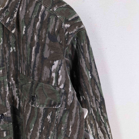 DEERSKIN 90S XLサイズ USA製 ヘビーフランネルロングスリーブシャツ 長袖シャツ リアルツリー 総柄 シャモア メンズ XL