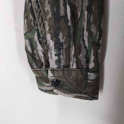 DEERSKIN 90S XLサイズ USA製 ヘビーフランネルロングスリーブシャツ 長袖シャツ リアルツリー 総柄 シャモア メンズ XL