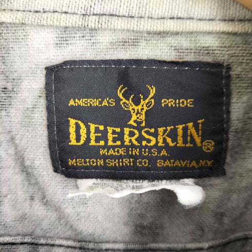 DEERSKIN 90S XLサイズ USA製 ヘビーフランネルロングスリーブシャツ 長袖シャツ リアルツリー 総柄 シャモア メンズ XL