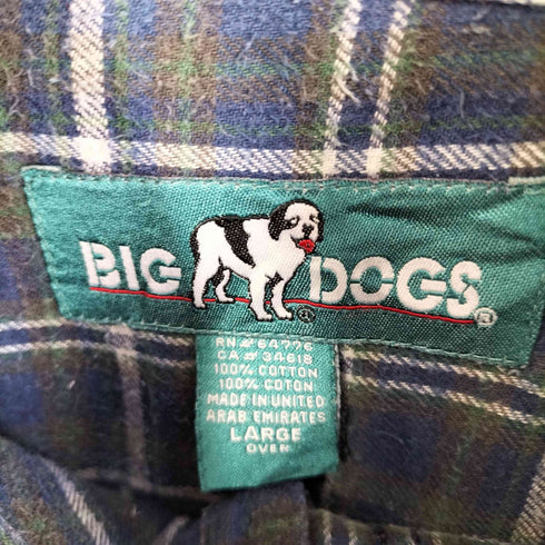 BIG DOGS 00S BDロングスリーブシャツ 長袖シャツ タータンチェック柄 セントバーナード メンズ LARGE