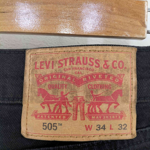 リーバイス Levis 505 後染め ブラックデニムパンツ メンズ 34inch
