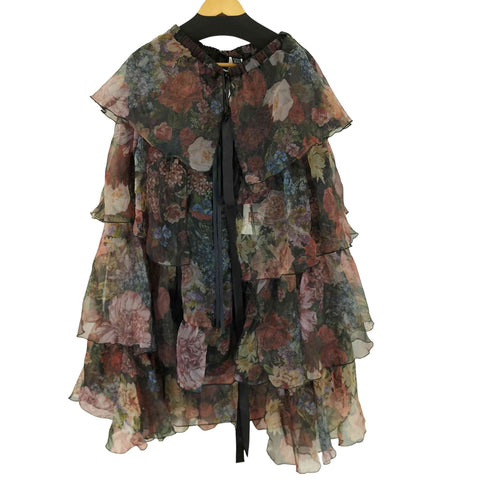 シーイン SHEIN SHEIN MOD フローラルプリント ヴィンテージブラックドレス レディース