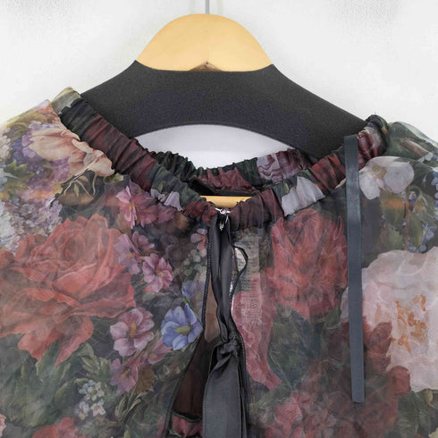 シーイン SHEIN SHEIN MOD フローラルプリント ヴィンテージブラックドレス レディース