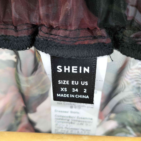 シーイン SHEIN SHEIN MOD フローラルプリント ヴィンテージブラックドレス レディース