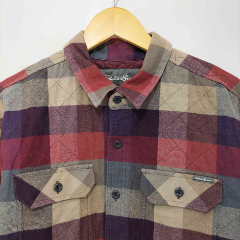 エディーバウアー Eddie Bauer チェック柄 裏地キルティング シャツジャケット メンズ import:L