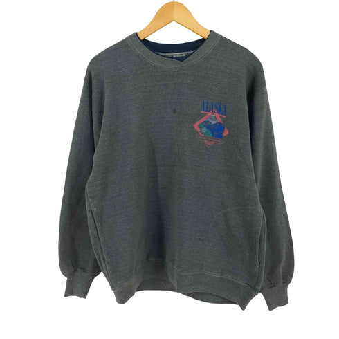ジャージーズ JERZEES USA製 製品染め ALASKA MIDNIGHT SUN EXPRESS カンガルーポケット フェイクレイヤード クルーネックスウェット メンズ import:XL
