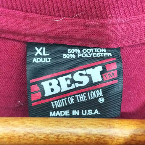 フルーツオブザルーム FRUIT OF THE LOOM 90S シングルステッチ 前面プリント ショートスリーブ クルーネックTシャツ メンズ import:XL