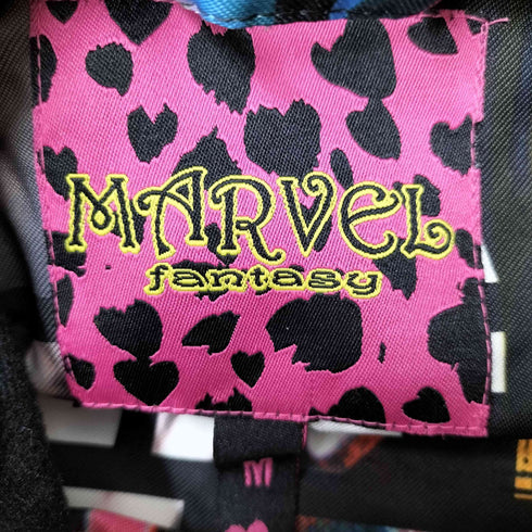 MARVEL fantasy 裏地キルティング ロゴ刺繍 総柄 中綿 フーデッド スキー ジャケット メンズ JPN:M