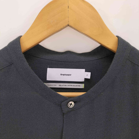 グラフペーパー Graphpaper Viscose Wool Viyella Oversized Band Collar Shirts メンズ 2