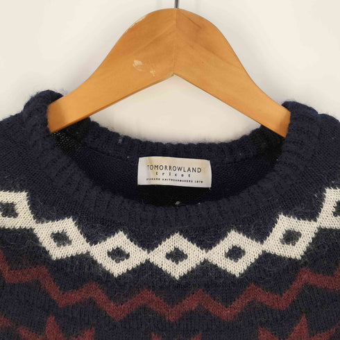トゥモローランドトリコ TOMORROWLAND tricot 総柄 モヘア混 ウール クルーネックニット メンズ JPN:L
