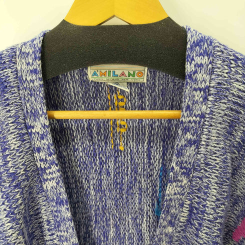 AMILANO マルチカラー刺繍Vネックアクリルカーディガン レディース JPN:S