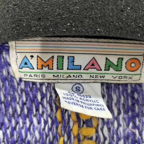 AMILANO マルチカラー刺繍Vネックアクリルカーディガン レディース JPN:S