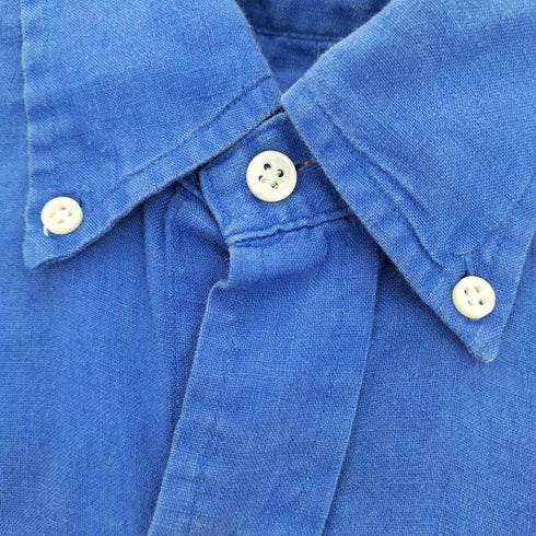 ラルフローレン RALPH LAUREN フィリピン製 ポニー刺繍 リネン100 L/S BD シャツ メンズ L/S