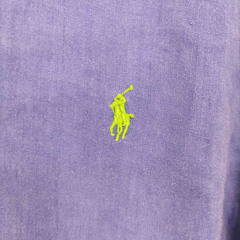 ラルフローレン RALPH LAUREN フィリピン製 ポニー刺繍 リネン100 L/S BD シャツ メンズ L/S