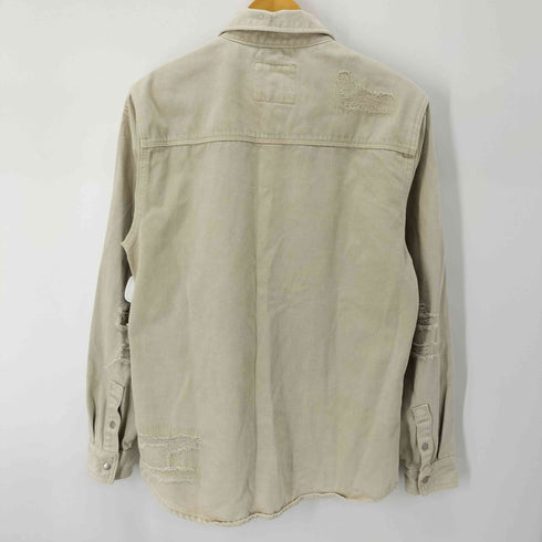 ザラ ZARA Ripped denim overshirt ダメージ加工デニムシャツ メンズ JPN:L