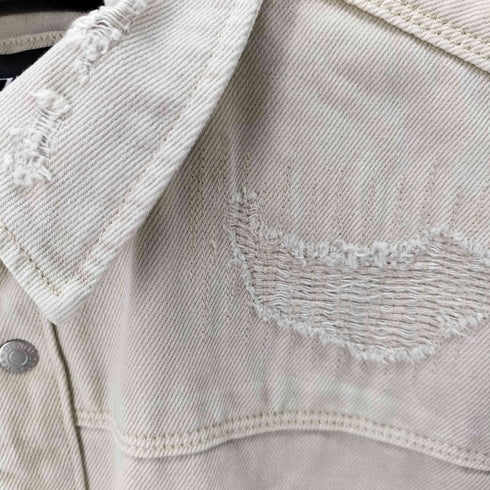 ザラ ZARA Ripped denim overshirt ダメージ加工デニムシャツ メンズ JPN:L