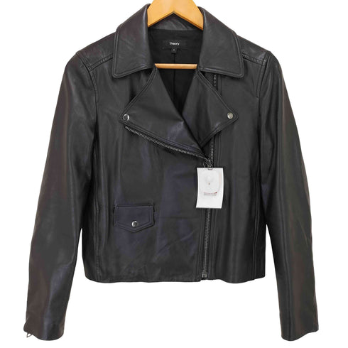 セオリー theory 22AW LEATHER JACKET ラムレザー ダブル ライダース ジャケット COL.050 レディース JPN:S