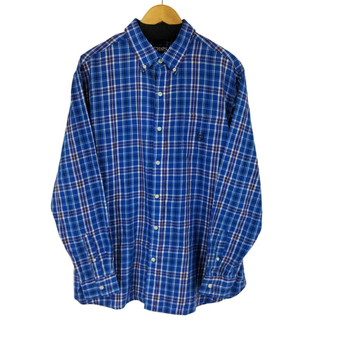 チャップス CHAPS EASY CARE TWILL ワンポイントロゴ刺繍 BD L/S チェックシャツ メンズ import:XL
