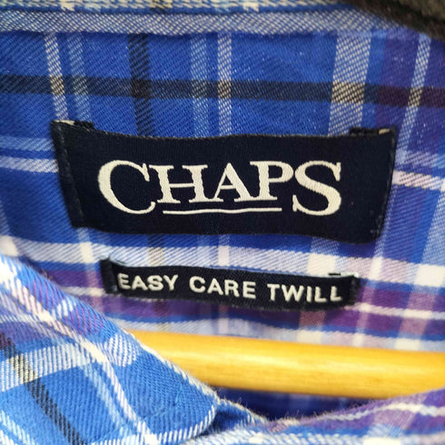 チャップス CHAPS EASY CARE TWILL ワンポイントロゴ刺繍 BD L/S チェックシャツ メンズ import:XL