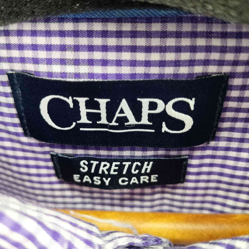 チャップス CHAPS STRETCH EASY CARE ワンポイントロゴ刺繍 BD L/S チェックシャツ メンズ import:XL