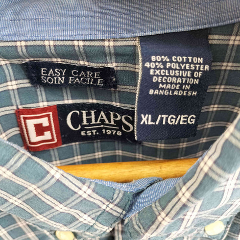 チャップス CHAPS EASY CARE SOIN FACIEL ワンポイントロゴ刺繍 BD L/S チェックシャツ メンズ import:XL