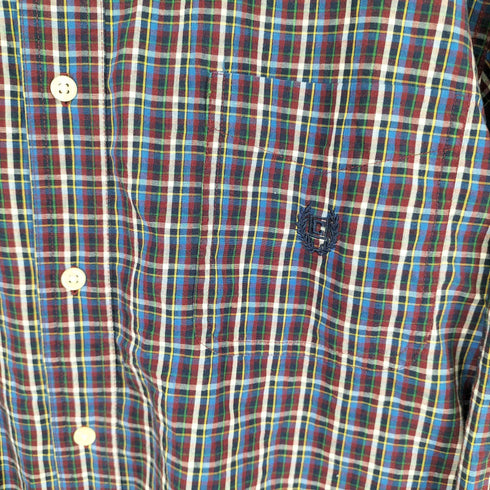 チャップス CHAPS EASY CARE SOIN FACIEL ワンポイントロゴ刺繍 BD L/S チェックシャツ メンズ import:XL