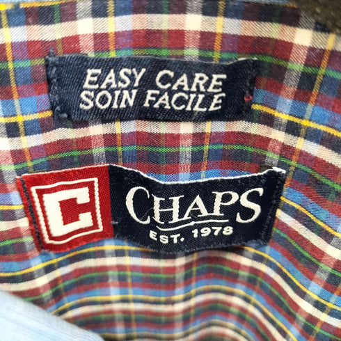 チャップス CHAPS EASY CARE SOIN FACIEL ワンポイントロゴ刺繍 BD L/S チェックシャツ メンズ import:XL